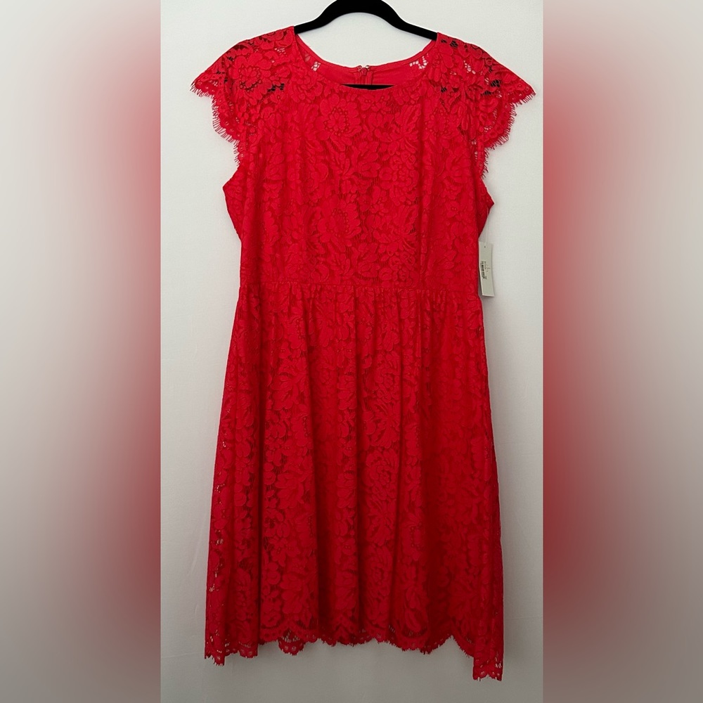 NWT Jessica Simpson, Macy’s, Bright Coral Lace dress, Size 14